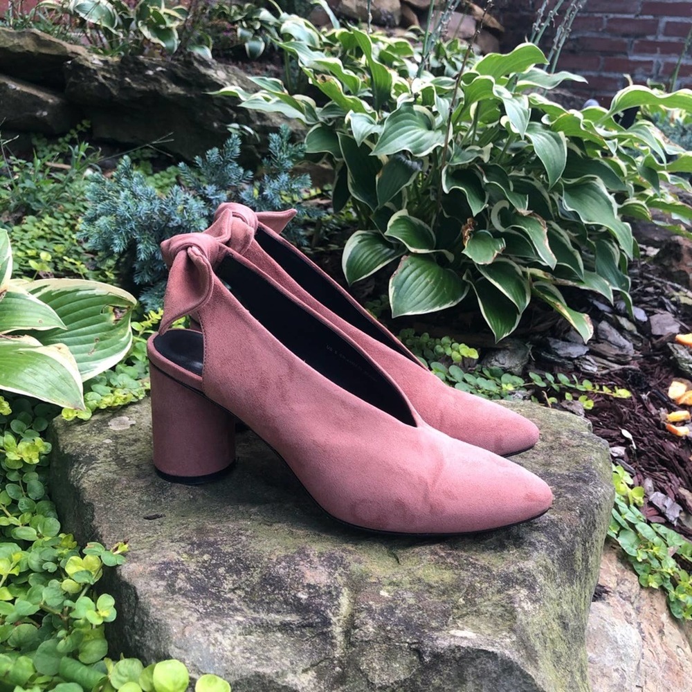 COS Pink Suede Tie Back Heels Size 6